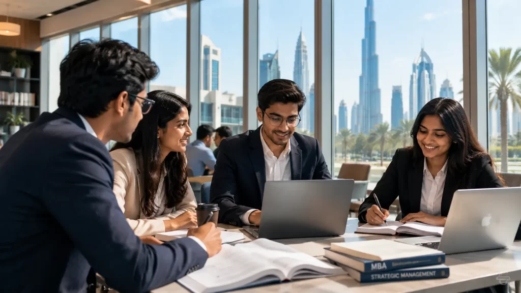 MBA students studying at a university in Dubai