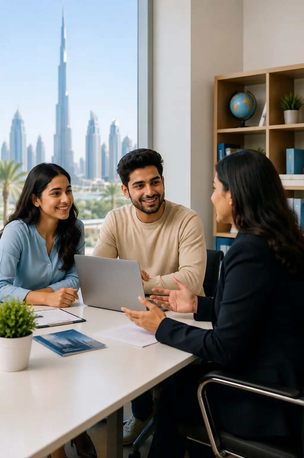 Study abroad consultants guiding students through the Dubai university admission process.